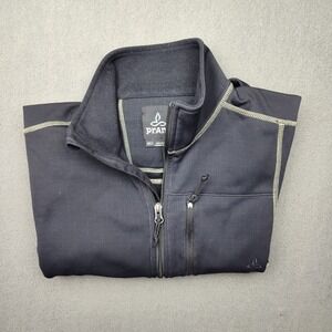 Prana Sweatshirt Mens Medium Black  Fleece Full Zip Up Outdoor Hiking Pockets